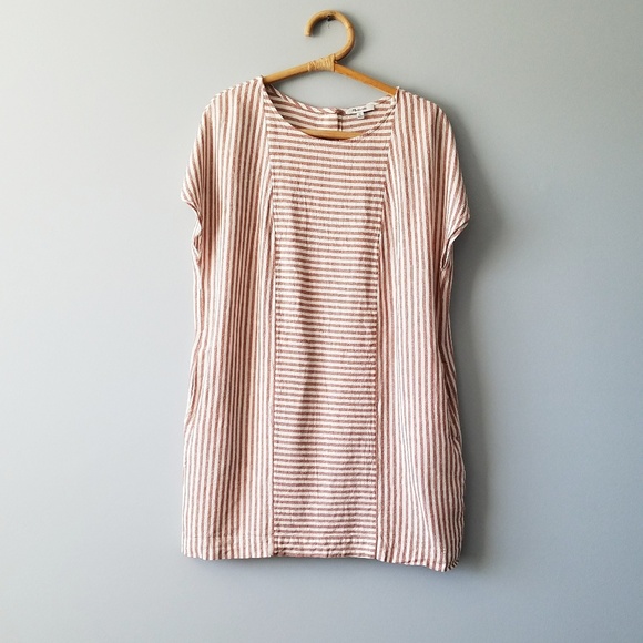madewell stripe play button back dress